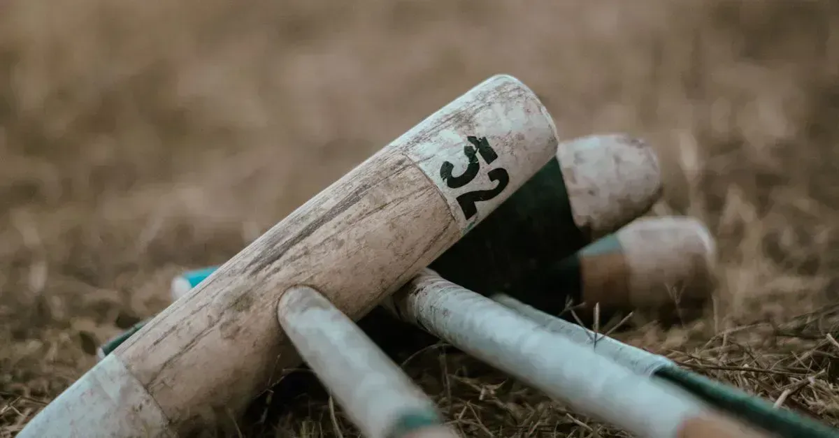 Croquet set on a lawn, ready to play