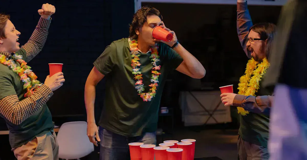 Yard Pong set on a lawn, ready to play